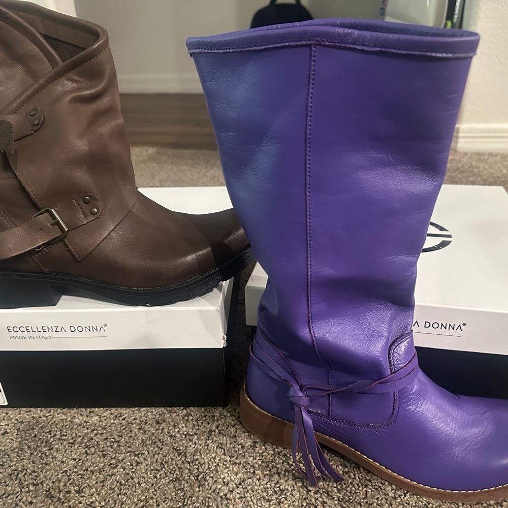 Purple and Brown Women's Boots